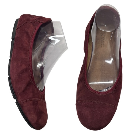 Vionic Natalia Burgundy Suede Ballet Flats Shoes Women’s 9.5 - Picture 1 of 15